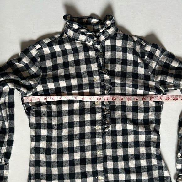 Ralph Lauren brush cotton flannel check shirt with ruffled trim women’s medium - Picture 7 of 9